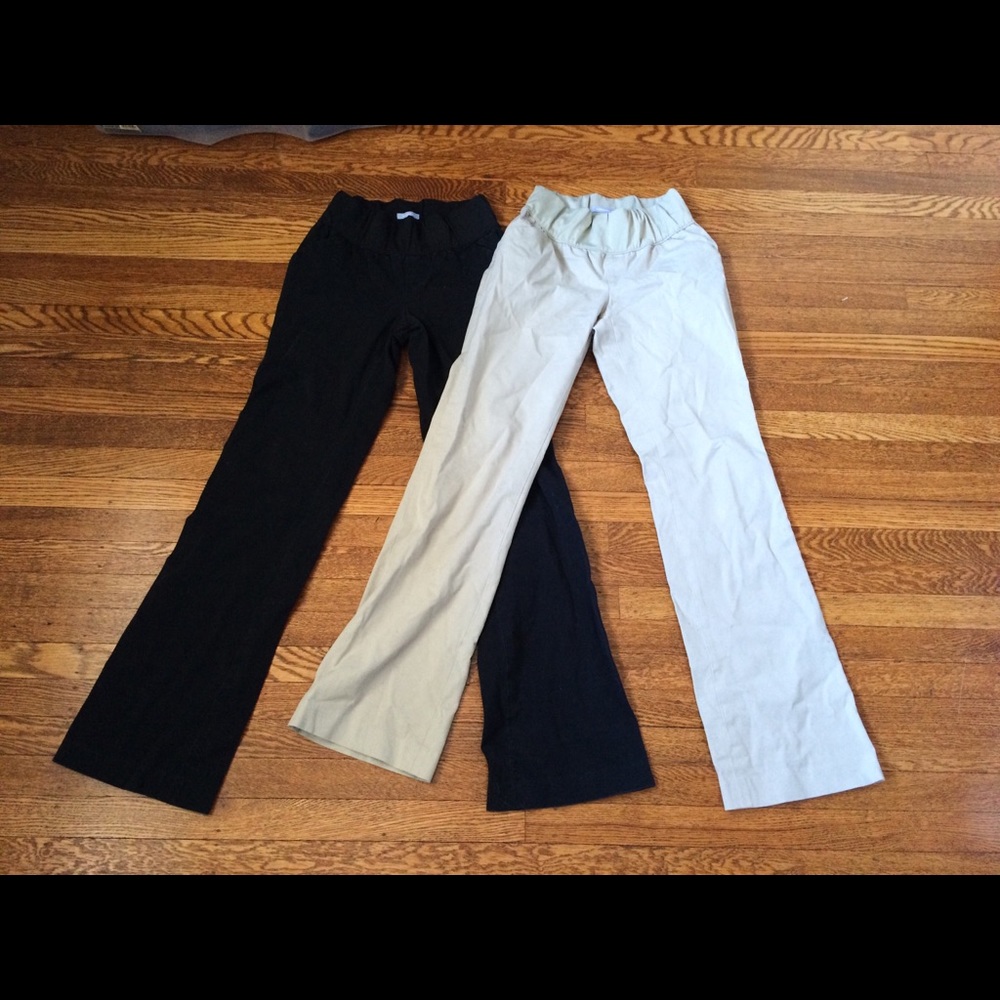 Two pairs Gap maternity 0L pants w stretchy waist